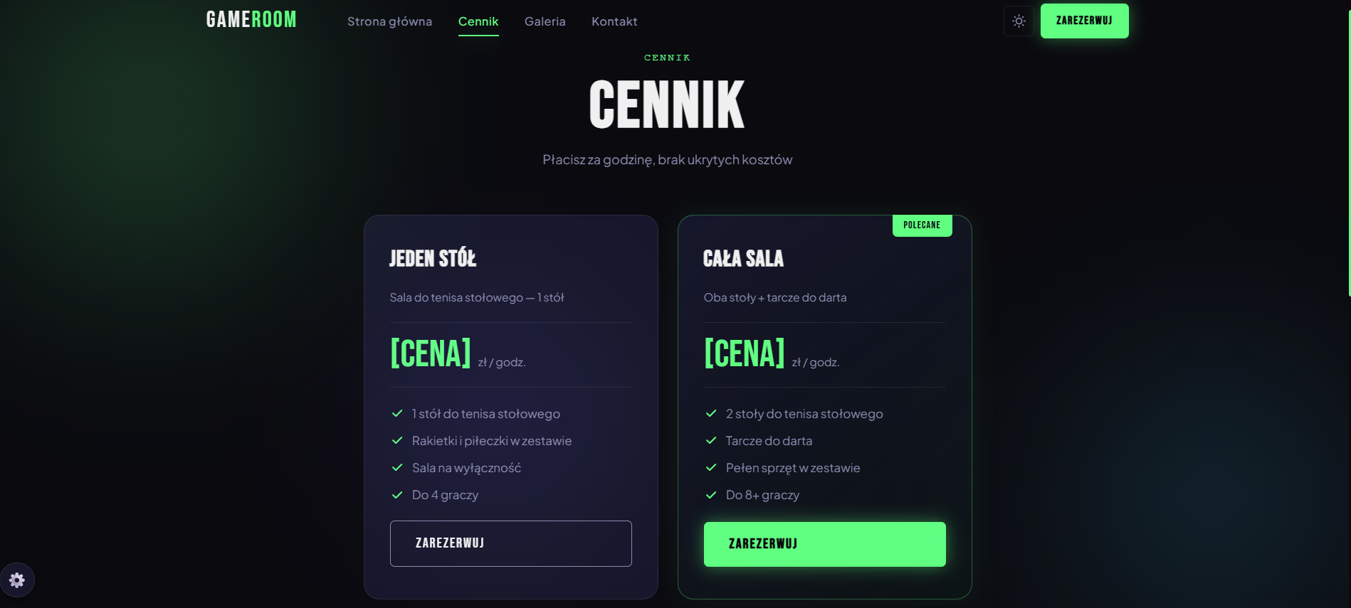 GameRoom — rezerwacja sal do gier